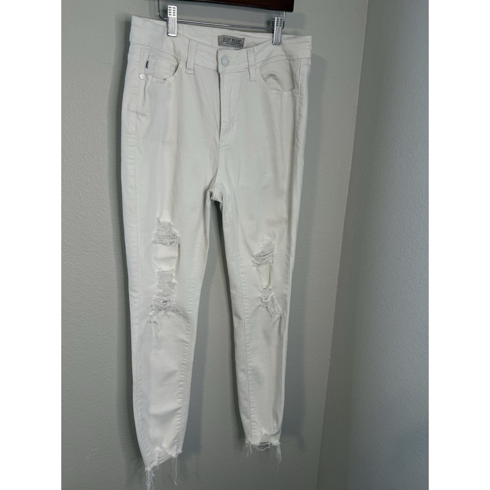 Judy Women's Blue Jeans White Skinny Fit Size 9/29 Distressed Stretch Denim